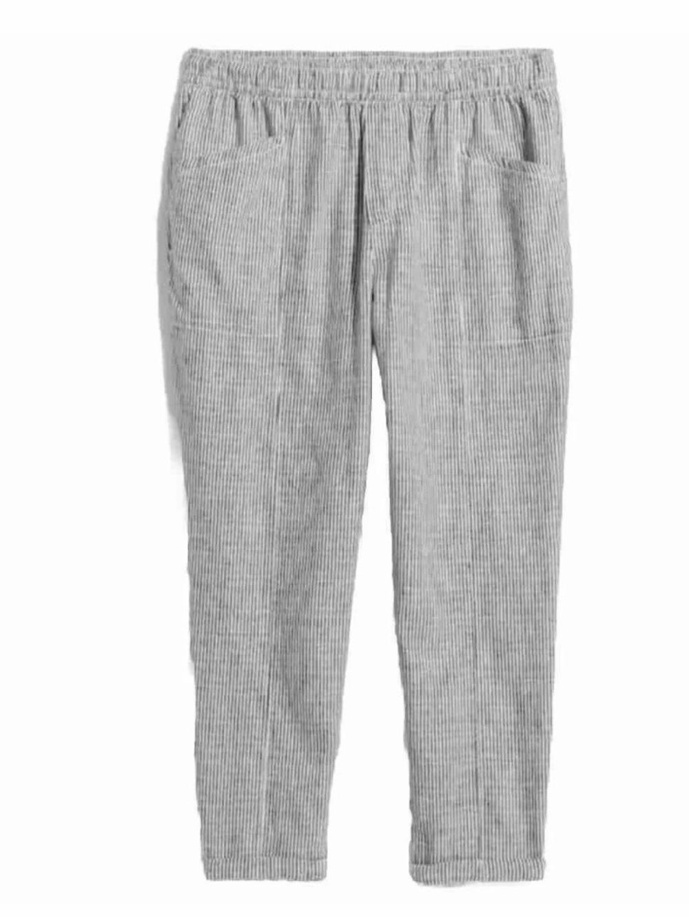 Old Navy High-Waisted Stripe Cropped Linen-Blend Tapered Pants XL Tall Lagenlook